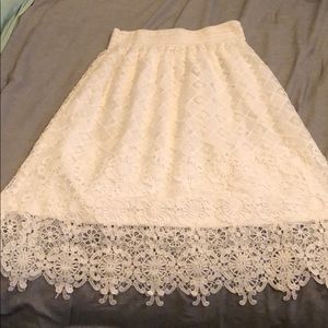 Barely worn white lace midi skirt
